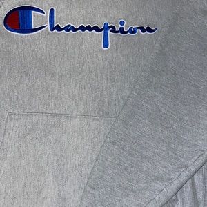 Large Mens Champion Hoodie Reverse Weave Grey